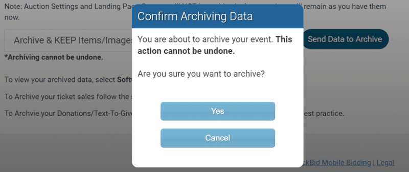 Confirm Archiving Data