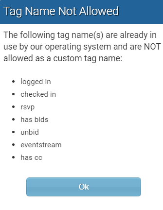 Tag Name popup