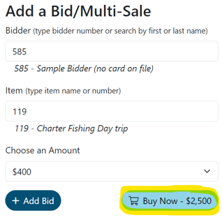 Buy now feature where you can add amount