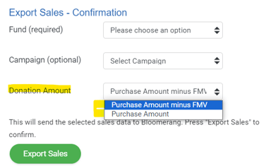 options to choose are 'purchase amount minus FMV' or full purchase price