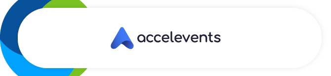 This image shows the logo for Accelevents, a fundraising platform with a robust set of tools for managing nonprofit auctions.