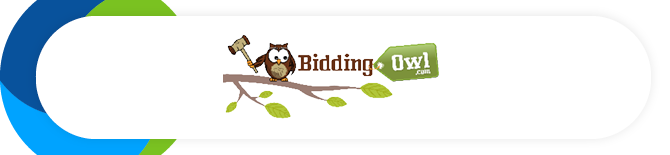 This image shows the logo for BiddingOwl, an auction management tool that offers mobile bidding and more.
