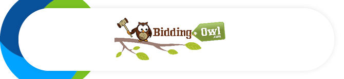 This image shows the logo for BiddingOwl, an auction management tool that offers mobile bidding and more.
